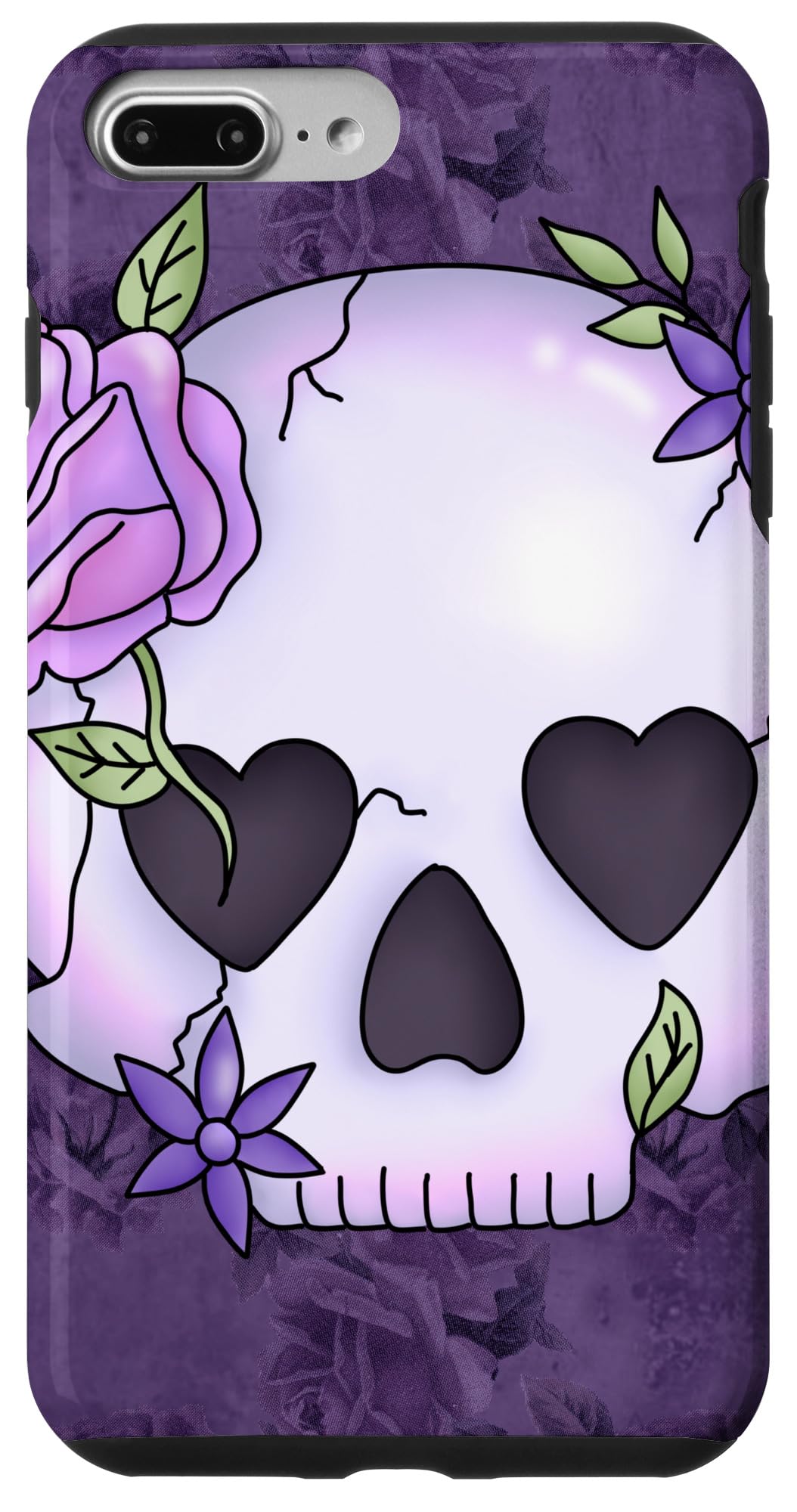 iPhone 7 Plus/8 Plus Rose Skulls Halloween Purple Lavender Skull Women Girls Case