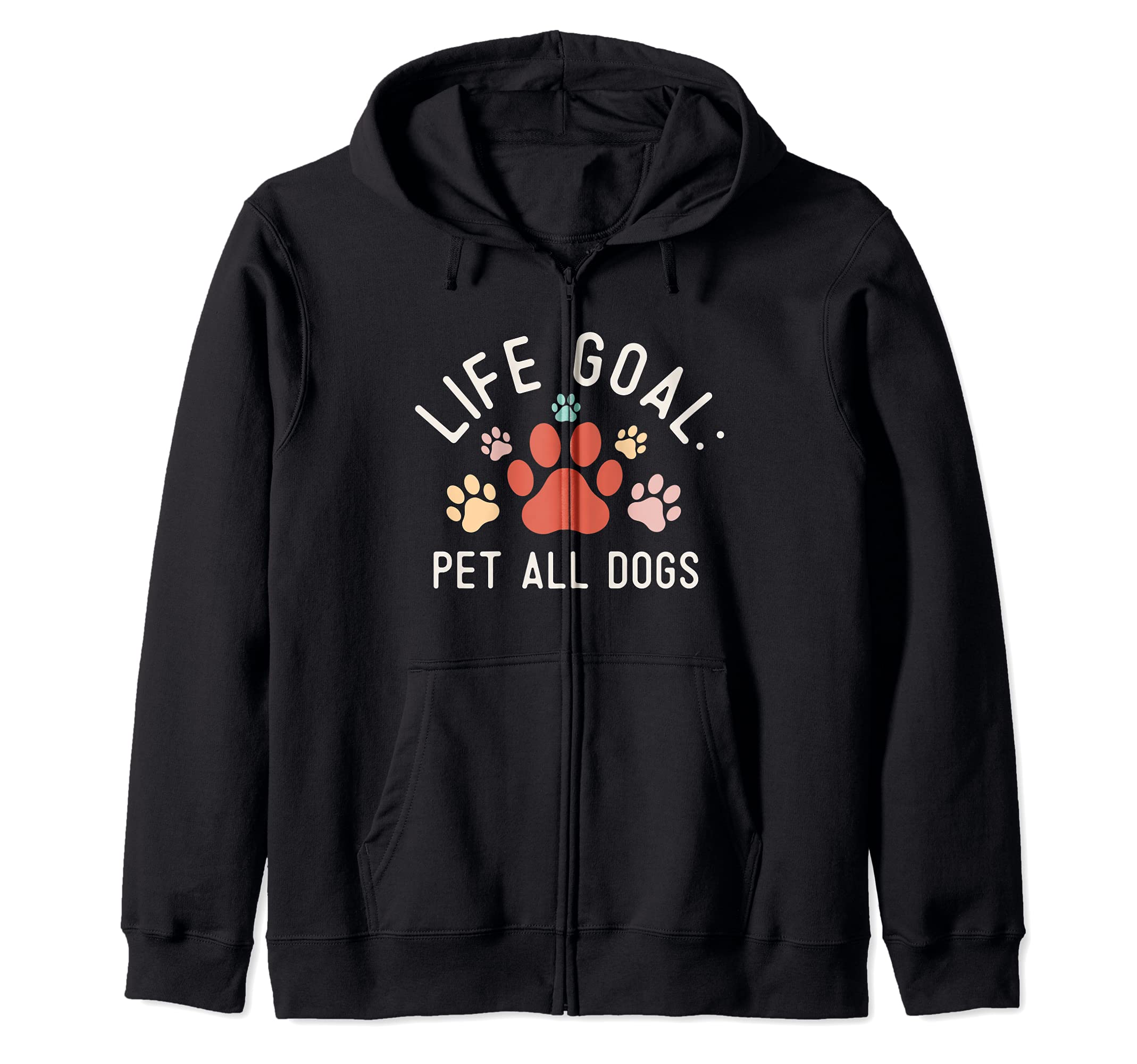 Life Goal Pet All The Dogs Paw Prints Dog Lover Super Cute Zip Hoodie