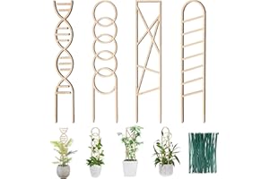 OYOEETD 17.5 Inch Indoor Plant Trellis for Climbing Plants,Small Garden Trellis for Potted Plants,with Moisture-Proof Layer Plant Stakes for Indoor Plants Accessories Hoya,Flower,Monste (4PCS)