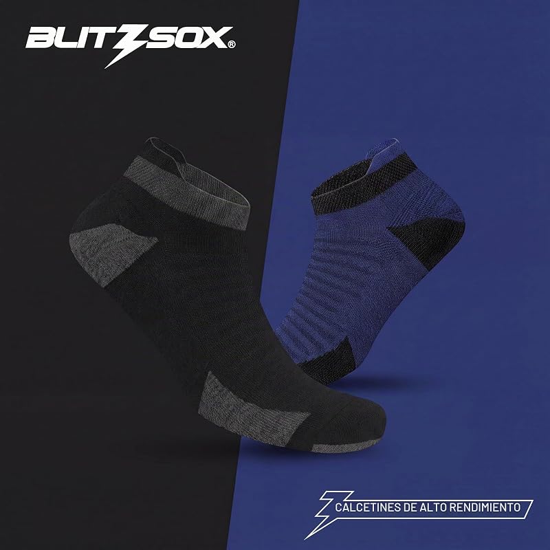 Calcetines Deportivos Hombre para Correr Tobilleros Acolchados Transpirables Algodón Calcetines Cortos, Pack de 6 (43-46, Negro)