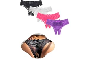 ohyeahlady Sexy Crotchless Lace Underwear Cheeky Plus Size Hipster Thong Briefs Panties for Women