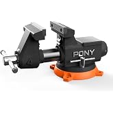 PONY 4 Inch Heavy Duty Bench Vise, 4400LBS Clamping Force Pro Workshop Vise | Vice for Workbench with 360&deg; Rotatable Base and Anvil, 4-inch Jaw Width and Opening for Woodworking, Drilling, Pipe Cutting