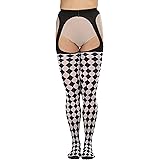 ToBeInStyle Women's Harlequin Checkered Suspender Pantyhose Color: Black & White