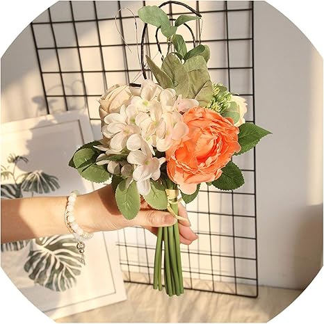 Simple Bride Flower Bouquet Silk Rose 