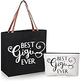 Sieral 2 Pcs Gifts for Grandma from Granddaughter Grandchildren Grandkids Gigi Tote Bag and Makeup Bag Mom Grandma Proposal Mother's Day Birthday Gifts for Grandparents Women