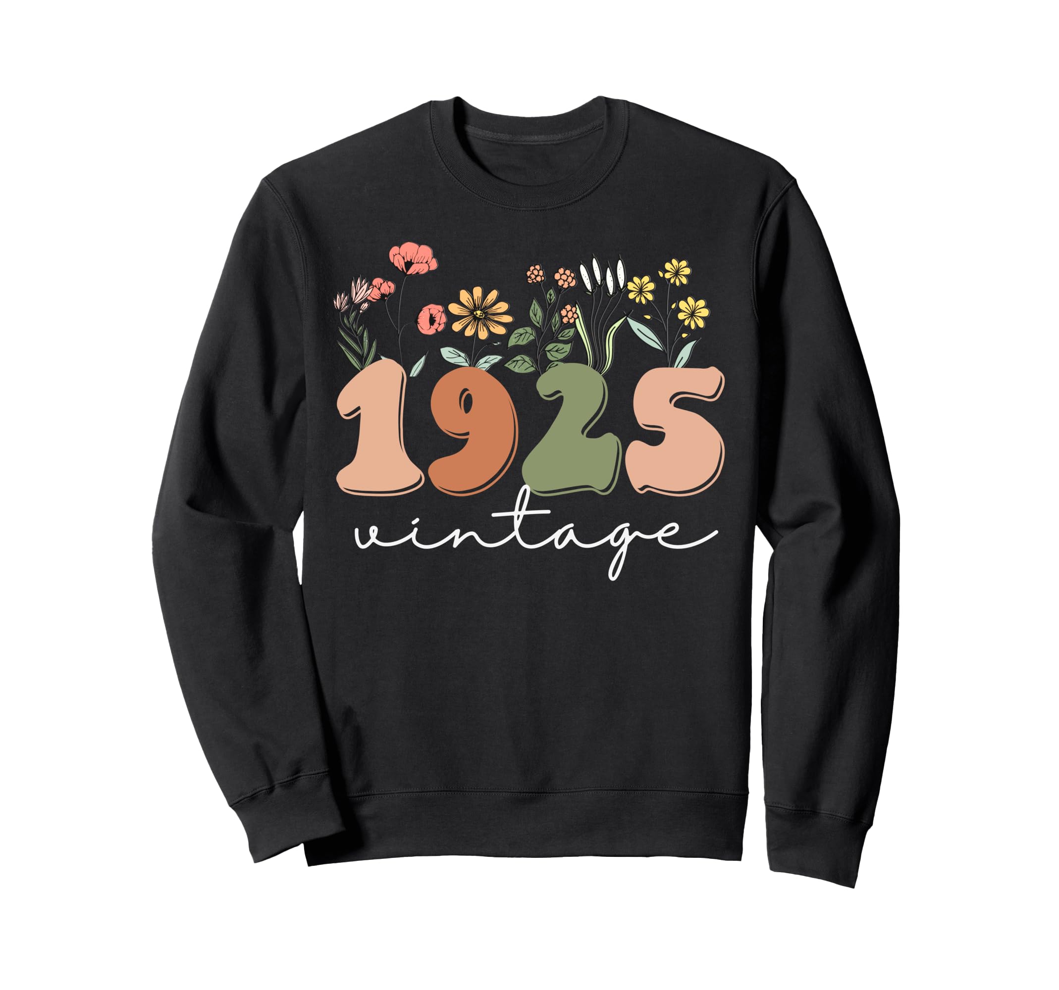Photo 1 of 100 Years Old Vintage 1925 100th Birthday Wildflower Women Sweatshirt