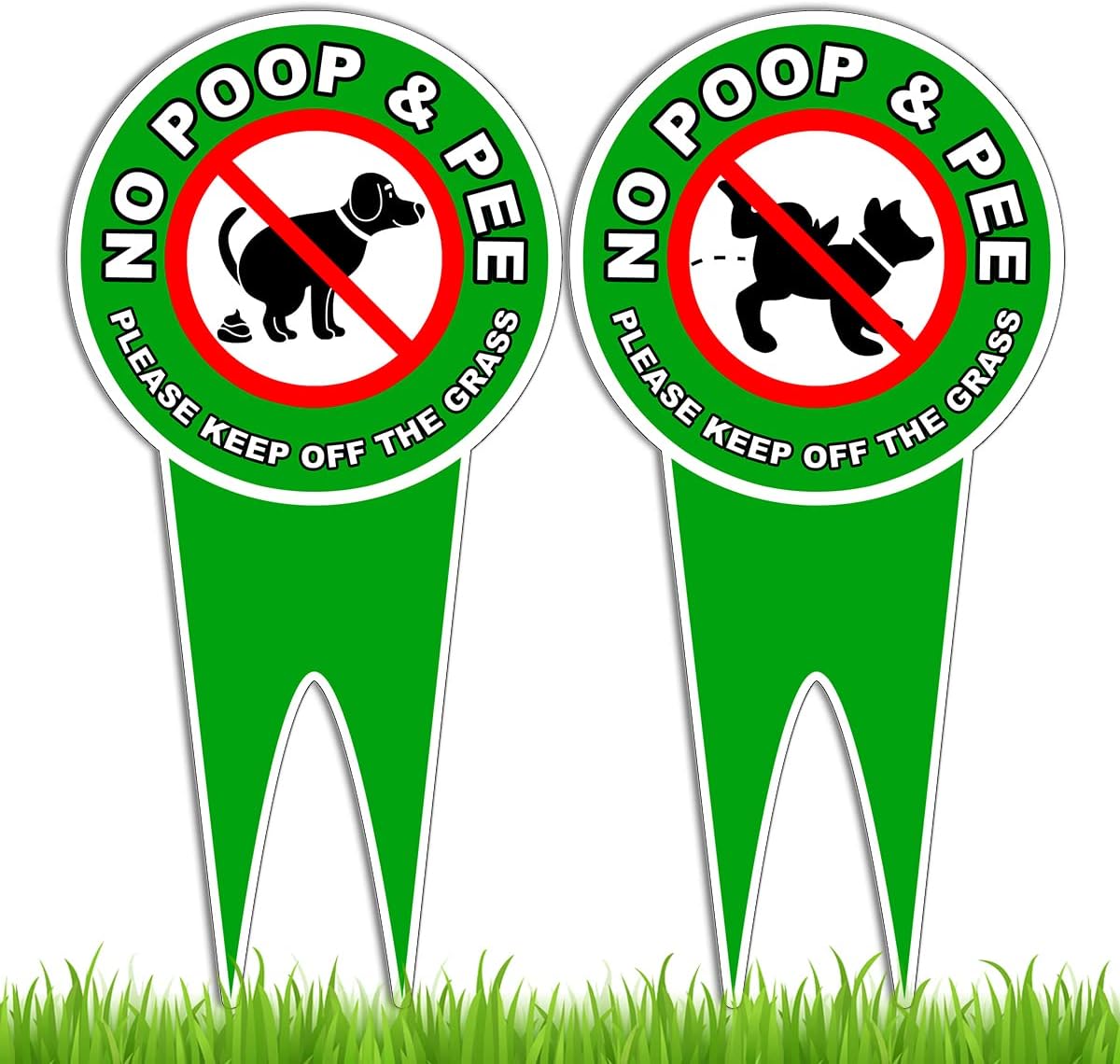 Yard Signs - 2 PC No Dog Poop Signs for Yard - 12x6 Double Sided Dibond No Pooping Dog Signs for Yard - Keep off Grass Sign - No Dogs Allowed Sign - Dog Poop Sign