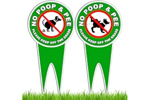 DIMARONGTON 2 PC No Dog Poop Signs for Yard - 12x6 Double Sided Dibond No Pooping Dog Signs for Yard - Keep off Grass Sign - No Dogs Allowed Sign - Dog Poop Sign