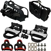 YBEKI Professional Bike Pedals with Adjustable Toe Clips &amp; Straps | Dual Sealed Bearings | Compatible with Shimano SPD and Look Systems for Spin, Peloton, Schwinn Exercise, Road &amp; Mountain Bikes