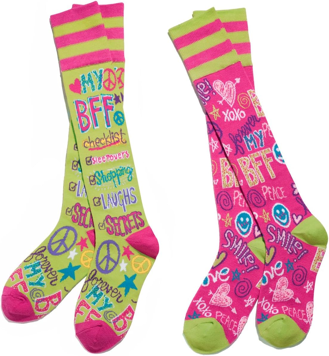 Amazon Com Bff Best Friends Forever Mix Match Knee Socks Clothing