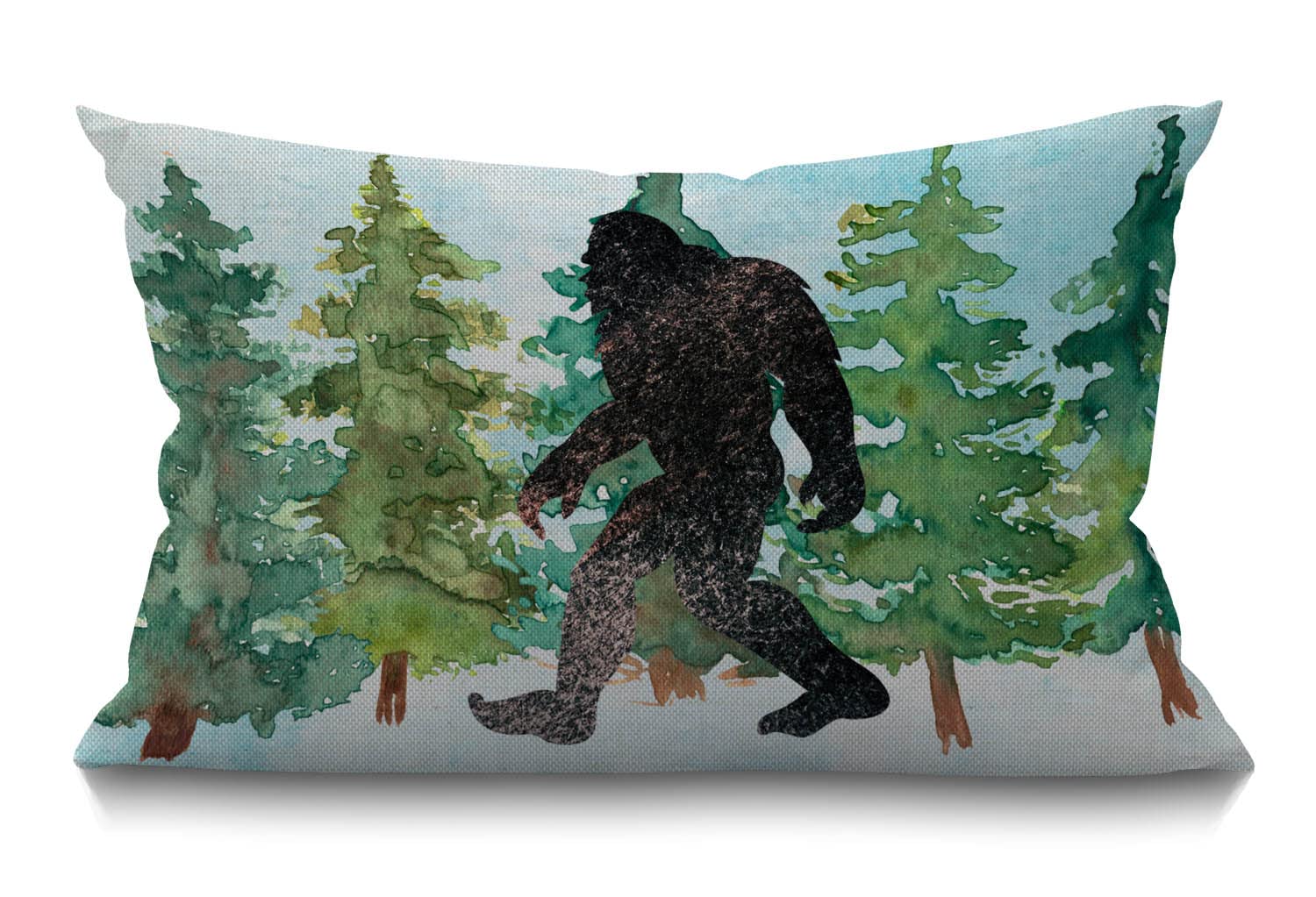 BGBDEIA Sasquatch Lumbar Cushion Cover 30X50cm 12x20 Inch Decorative Bedroom Living Room Watercolor monster pine tree wildlife Rectanglar Throw Pillow Cover for Bed Sofa Couch