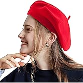 LADYBRO 2 Layers French Beret Hats for Women, Wool Soft Warm Cable Knit Beanie Cap