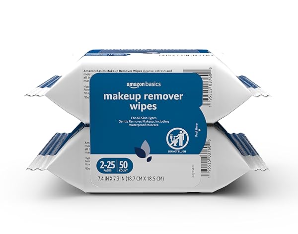 AMAZON BASICS MAKEUP REMOVER WIPES, GENTLE CLEANSING, DERMATOLOGIST...