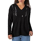 Forever 21 Womens Open-Knit V-Neck Sweater