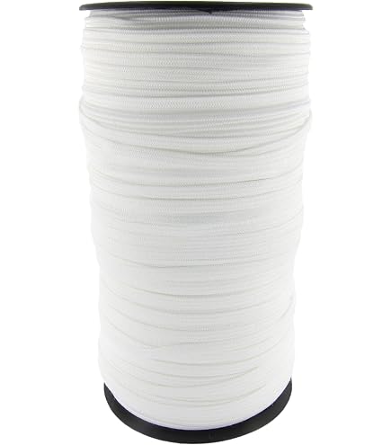 Corde élastique Tressée Polyester Extensible - Largeur 3 Cm, Longueur 5.5 M (6 Yards), Blanc
