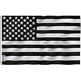 Anley Fly Breeze 3x5 Foot Black and White American Flag - Vivid Color and Fade Proof - Canvas Header and Double Stitched - Recession American Flags Polyester with Brass Grommets 3 X 5 Ft