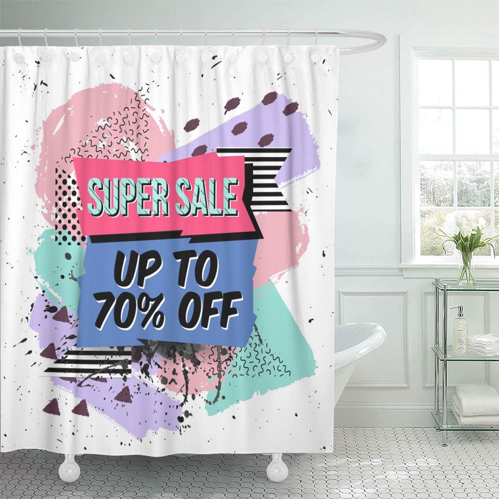 Amazon Com Emvency Shower Curtain Black Abstract Sale Brush Messy