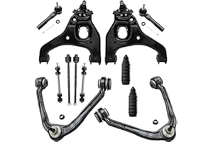 Detroit Axle - Front End 12pc Suspension Kit for RWD Chevy Silverado GMC Sierra 1500 1999-2006, 4 Control Arms w/Ball Joints 2 Sway Bars 4 Tie Rods 2 Boots 2000 2001 2002 2003 2004 2005 Replacement