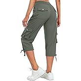 Women's Cargo Capris Pants Lightweight Quick Dry Hiking Pants Baggy Casual Outdoor Travel Cute Pants with 6 Pockets