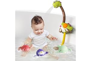 TUMAMA KIDS TUMAMA Baby Bath Toy with Shower Head and 3 Wind-Up Toys, Dinosaur Water Spray Squirt Shower Faucet and Bathtub Water Pump Summer Essentials for Toddlers Infants Kids