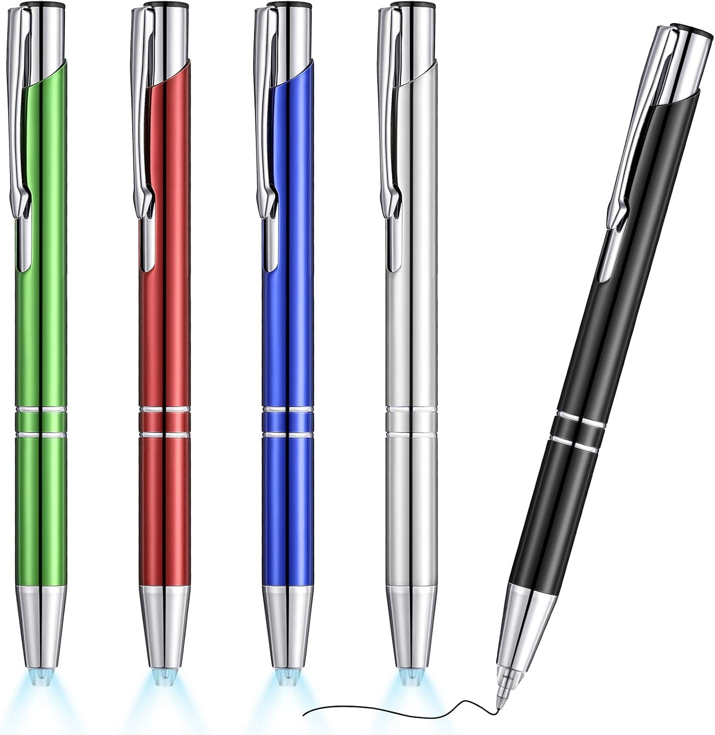 5 Pieces LED Light Pen Light Ballpoint Pen Lighted Tip Pen