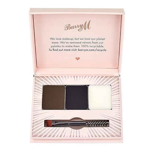 Barry M Cosmetics Fill And Shape Brow Kit Palette, With Styling Soap, Shade Dark