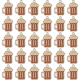 Uniquer 30Pcs Enamel Cup of Beer Dangle Charms Pendants Alloy Drink Shape Pendant Charm Keychain Dangle Decoration for DIY Jewelry Making Necklace Bracelet Earring Craft