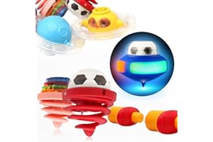 Sepco Light Up Spinning Tops with Music Assorted LED Spinner Toys for Kids Girls Boys Novelty Party Favors & Gifts Gyro with Launcher 6 Pcs