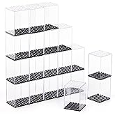 Dicunoy 20 PCS Minifigure Display Case, Single Figure Case, Single Plastic Small Action Figure Storage Case, Stackable Clear 