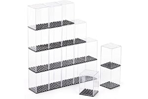 Dicunoy 20 PCS Minifigure Display Case, Single Figure Case, Single Plastic Small Action Figure Storage Case, Stackable Clear 