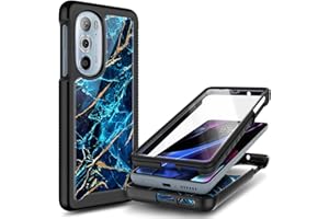 NZND Designed for Motorola Edge+ 5G UW Case (2022) /Motorola Edge+ (2022) with [Built-in Screen Protector], Full-Body Protective Shockproof Rugged Bumper Cover Case (Sapphire)