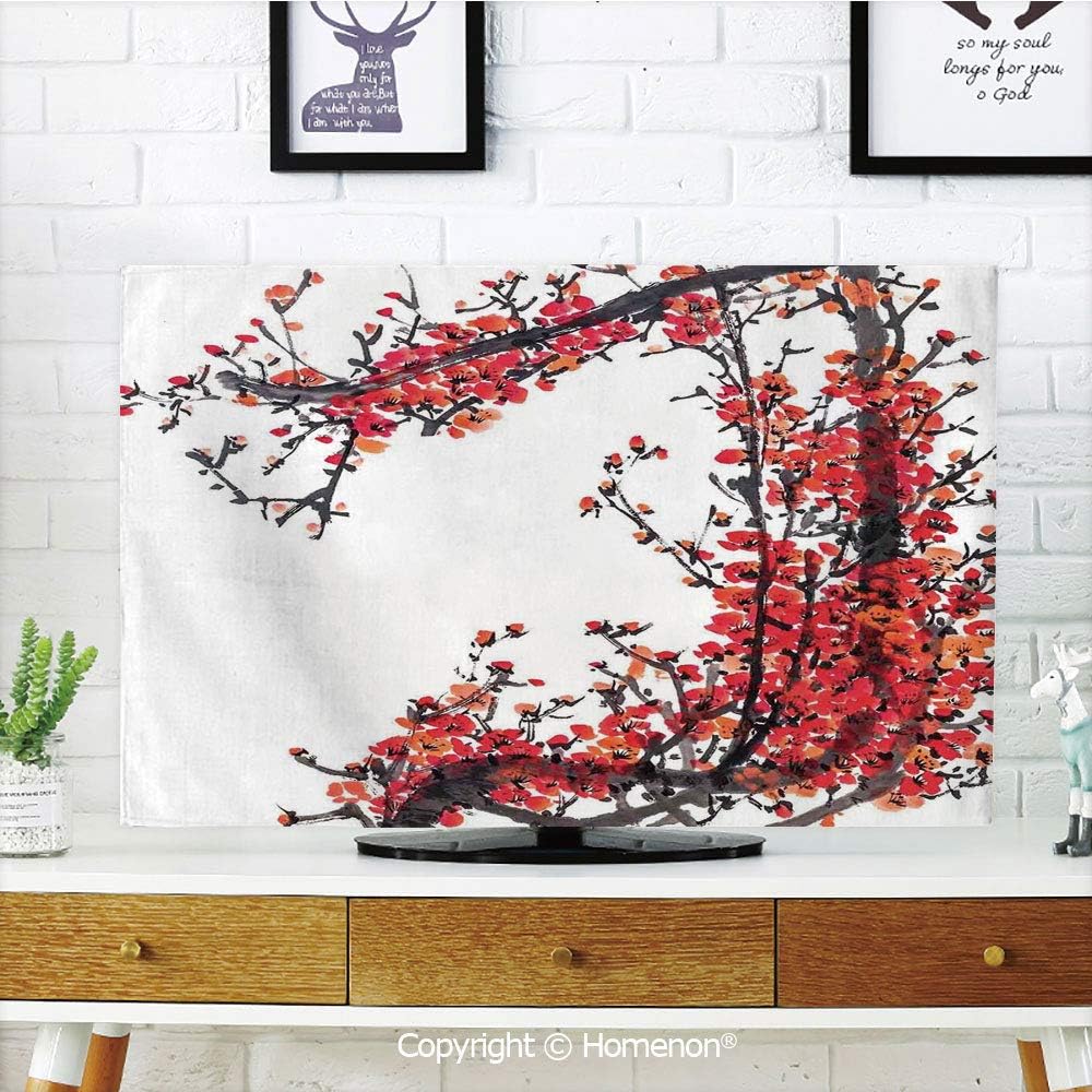 Amazon Com Traditional House Indoor Pop Tv Dust Cover Cover Type 50 52 Lcd Tv 3d Printed With Japanese Cherry Blossom Sakura Branch Made With Brush Artsy Silk Textured Microfiber Cloth Easy To Cover Your Tv