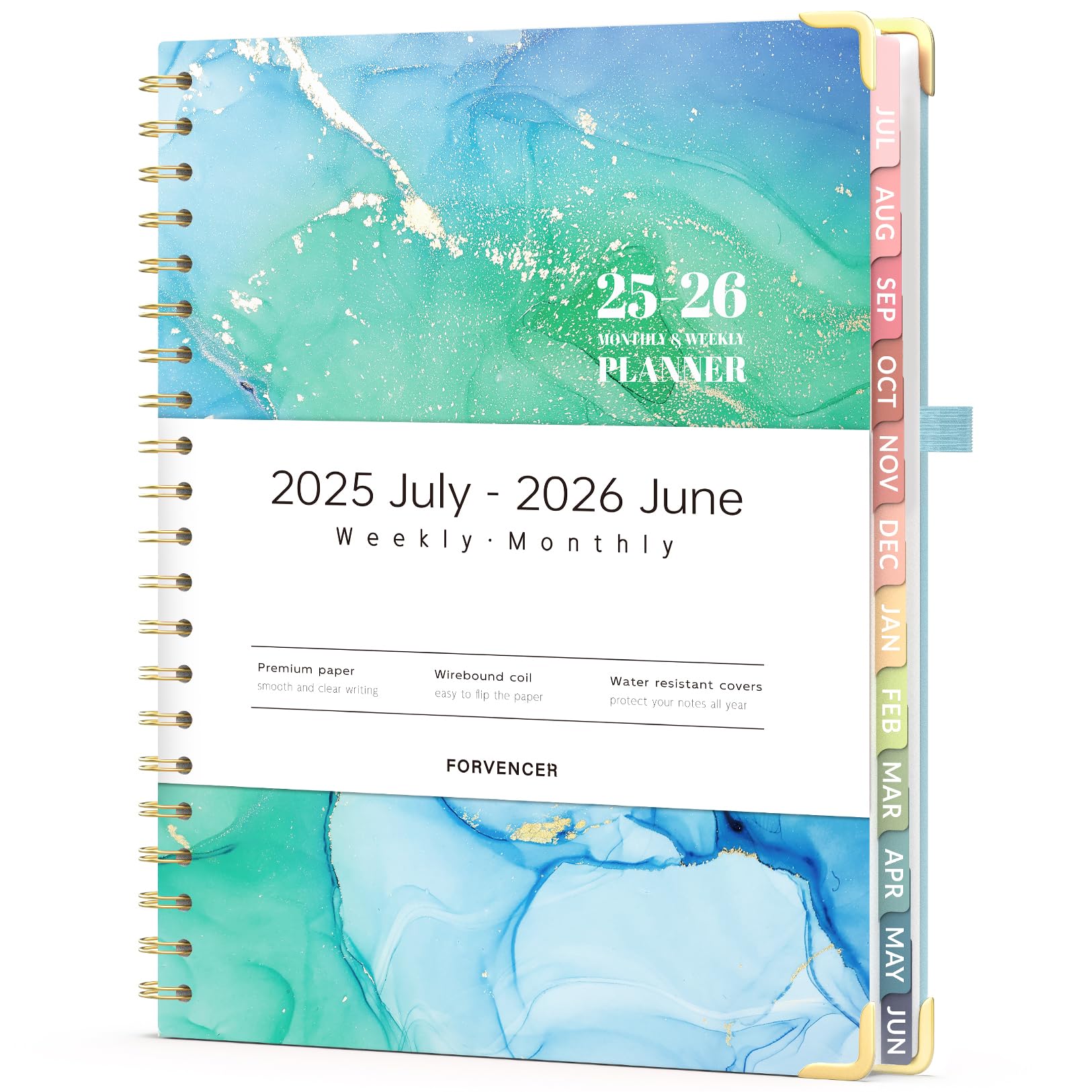 Photo 1 of Forvencer Planner 2025-2026 for Women, Academic Year Monthly and Weekly Calendar Planner, July 2025 - Jun 2026, Hardcover Student Teacher Planner Agenda Book with Tabs, 8.5" x 11", Green