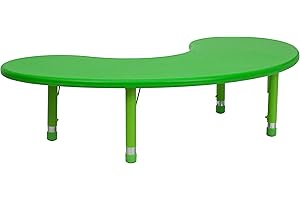 Flash Furniture 35''W x 65''L Half-Moon Green Plastic Height Adjustable Activity Table