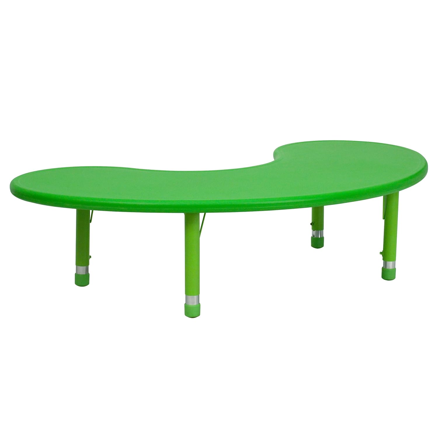 Flash Furniture 35 x 65 Height Adjustable Half-Moon Green Plastic Activity Table