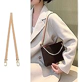 Doxo Genuine Vachetta Leather Shoulder Strap Purse Straps Replacement for L V Pochette Boulogne Pouchette Montaigne Bags, Handbag Short Thin Straps, Not Adjustable L 23.62''/60cm,W 0.39''/1cm, Beige