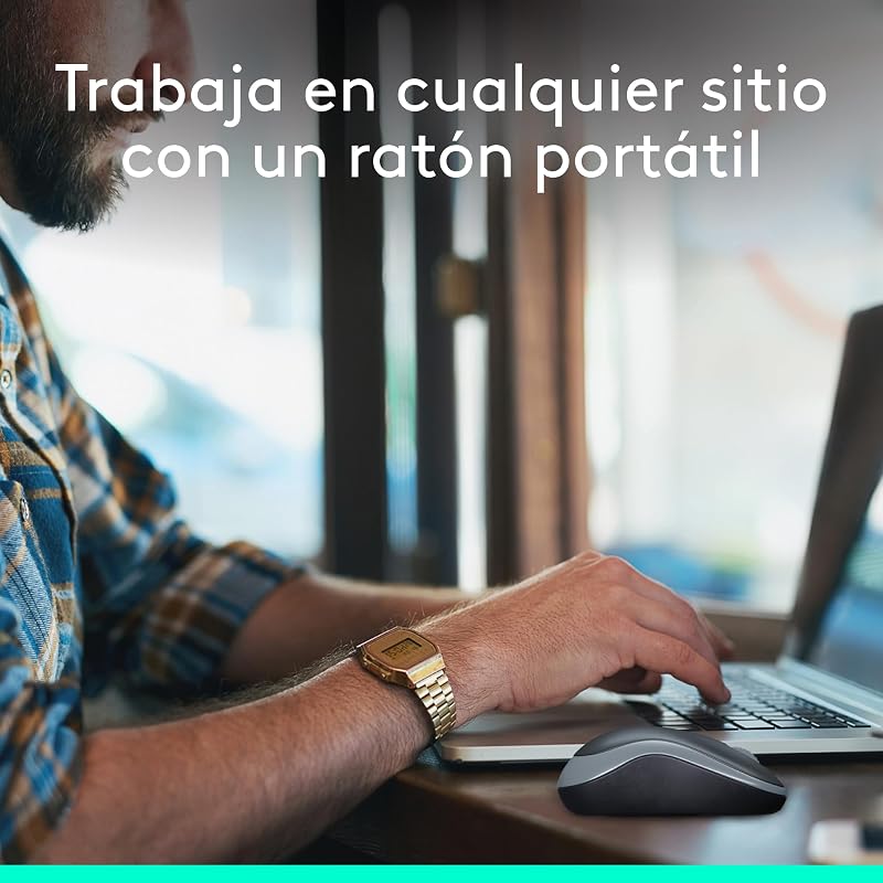 Mouse sem fio logitech m185, 2,4 ghz com receptor mini usb, bateria de 12 meses, rastreamento óptico com resolução de 1000 dpi, ambidestro, compatível com pc, mac, laptop - cinza
