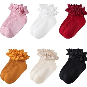 ObkuJehc Toddler Ruffle Socks for Girls Baby Frilly Dress Lace Socks