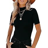 Cizayoi Short Sleeve Mock Turtleneck Knit Tops Capsule Wardrobe for Women 2026