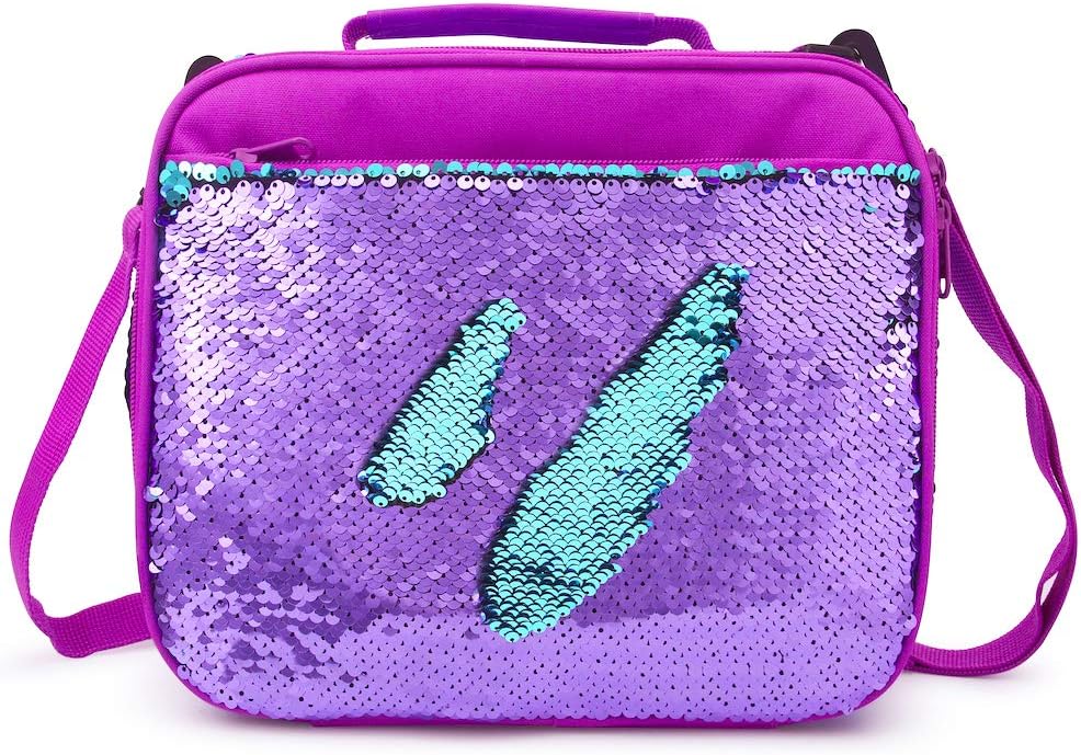 Mermaid Lunch Box for Kids Girls Women Flip Sequin Insulated School Lunch Bag Durable Thermal
