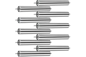 Tandefio 10 Pcs Conveyor Rollers Galvanized Steel Roller 10'' in Length and 1.5'' in Diameter 1/4'' Axle Diameter, Replacement Conveyor Belt Rollers for Roller Stands Woodworking Smooth Movement