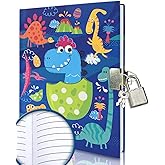Boys Diary with Lock for Kids, 7x5.25 Inches 160 Lined Pages Secret Blue Dinosaur Notebook for Kids Journal with Lock for Boys Pre School Writing Drawing Cute Kids Gifts for Birthday