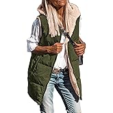 PRETTYGARDEN Womens 2026 Fall Reversible Long Vests Sleeveless Fleece Jacket Zip Up Hoodie Pockets Warm Coat Winter Clothing