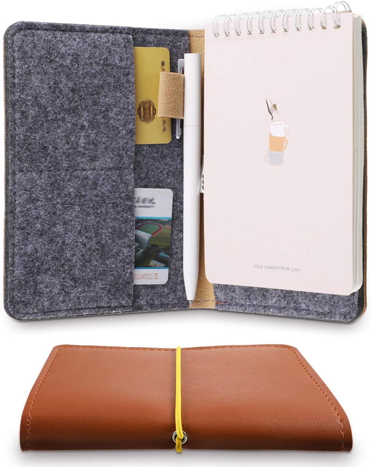 Notebook Cover Imitation Leather Notepad Cover with Felt Lining