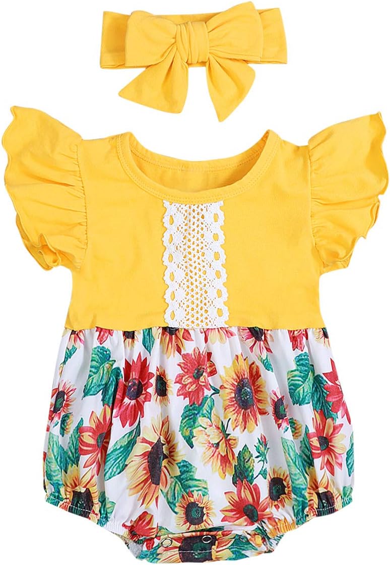 Baby Girl Clothes Sunflower Floral Backless Romper Tassel Top + Dot Short Summer Outfits Set