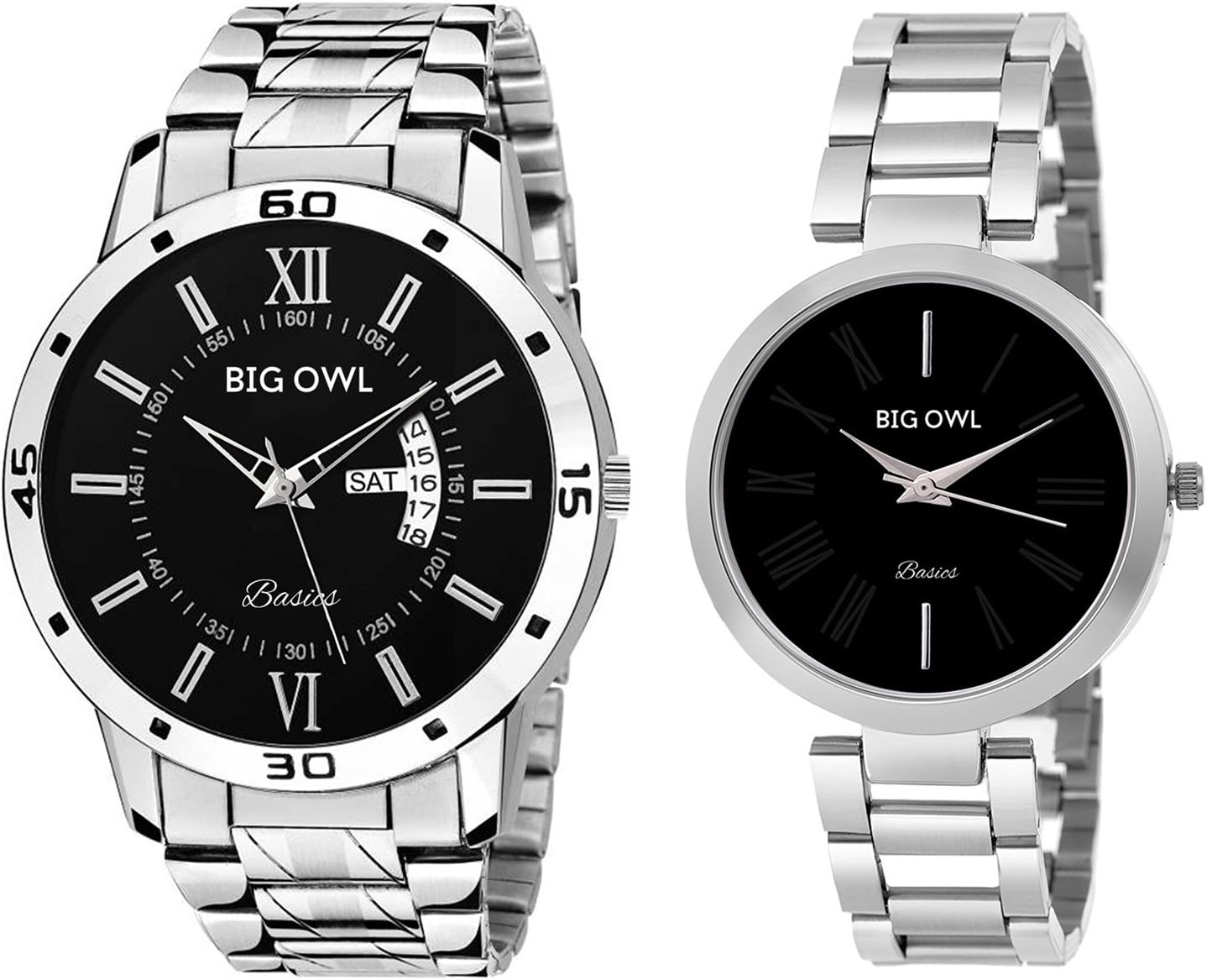 BigOwl Quartz Movement Analogue Multicolour Dial Couple Combo Watch
