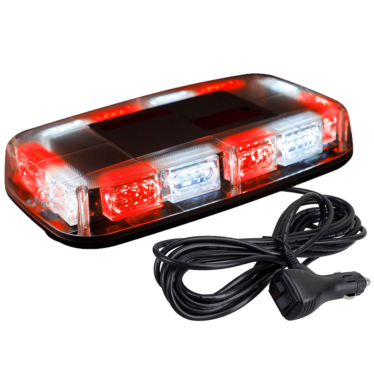 Photo 1 of ASPL 48LED Roof Top Strobe Lights, High Visibility Emergency Safety Warning LED Mini Strobe Light bar with Magnetic Base for 12-24V Snow Plow, Trucks, Construction Vehicles (Red/White)