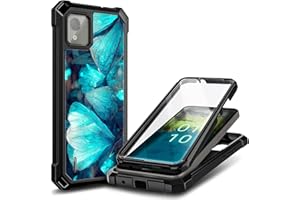 NZND Compatible with Nokia C110 Case with [Built-in Screen Protector], Full-Body Protective Shockproof Rugged Bumper Cover, Impact Resist Durable Phone Cover Case (Blue Butterfly)