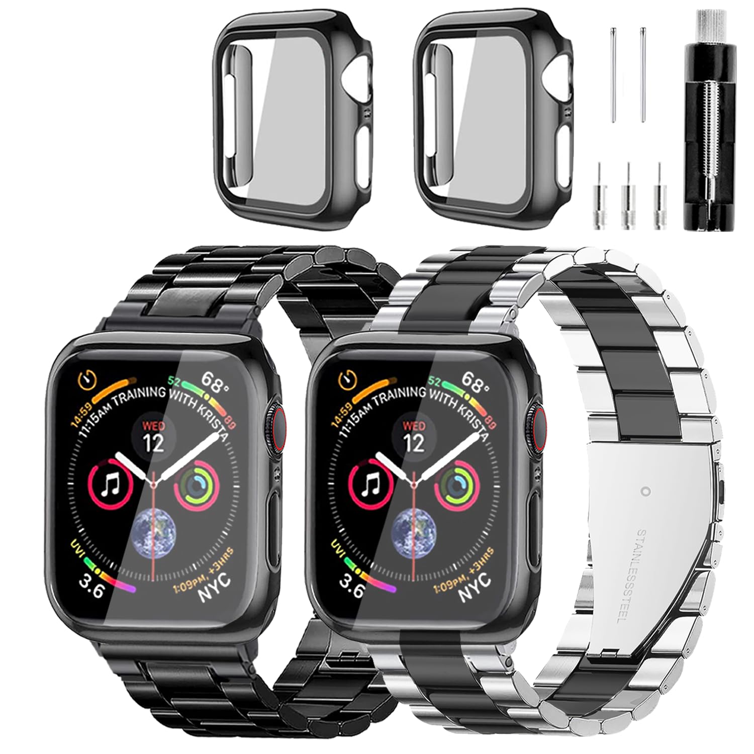 Photo 1 of REASDEN Stainless Steel Band and Case Compatible With Apple Watch Iwatch Ultra Series 10 9 8 7 6 5 4 3 2 1 SE 49mm 45mm 46mm 44mm 42mm 41mm 40mm 38mm,Men Women Classic Classy Metal Business