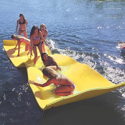 Amazon Com Max4out Floating Mat 12x6 Recreational Floating Foam Pad Adults Kids Yellow Lily Pad Used In Ocean Lake Sports Outdoors